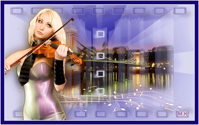 Блондинка в лаковом латексном платье со скрипкой