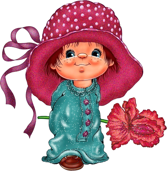 Девочка в шляпе мухомор держит цветок в руке