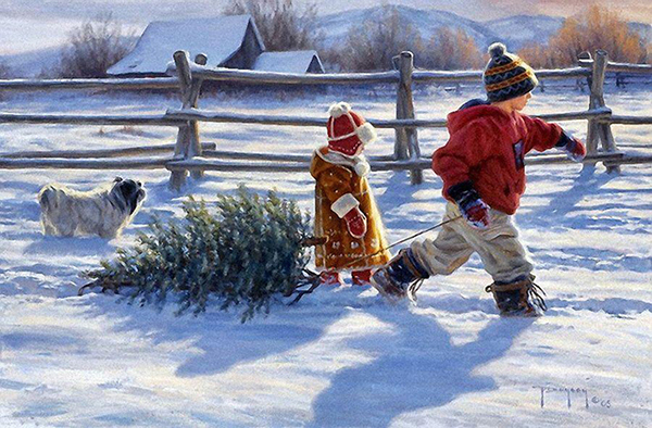 красивые Картинки зима снег Дети зимой