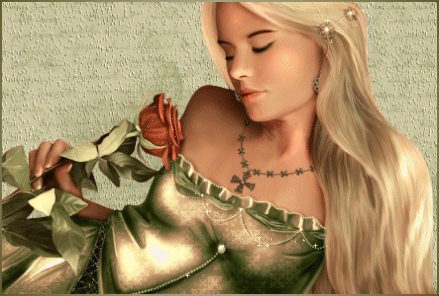 Длинноволосая блондинка держит в руке одну розу