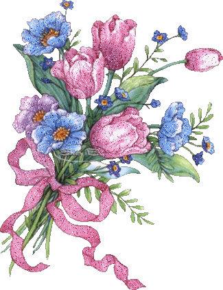 Букет из тюльпанов и синих полевых цветов