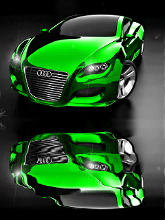 Анимашка с автомашиной Ауди зелёного цвета