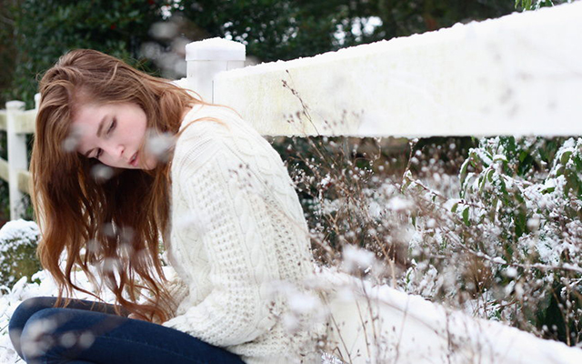красивые Картинки зима снег Девушка зимой