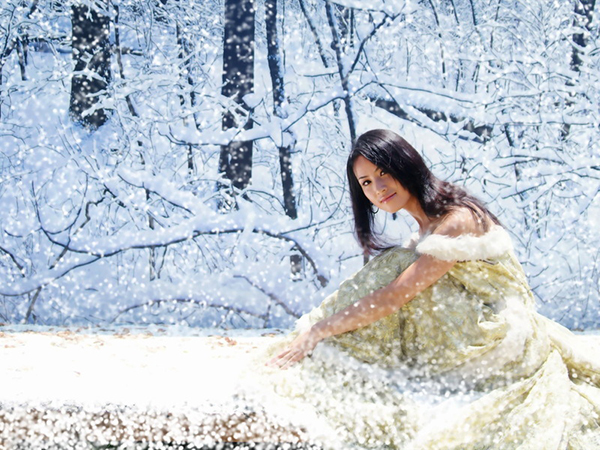 красивые Картинки зима снег Девушка зимой