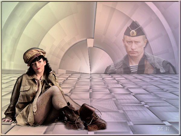 Девушке брюнетке в военной форме нравится Путин