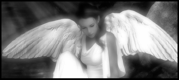 Чёрно белая анимация девушки ангела