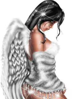Грустная девушка брюнетка с крыльями ангела
