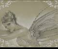Девушка фэнтези с крыльями, серая gif картинка