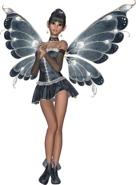 Девушка эльф с большими крыльями бабочки