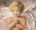 Красивая улыбка малыша ангела с крыльями