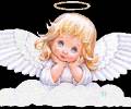 Маленькая девочка ангелочек с крыльями и нимбом