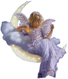 Девочка ангел сидит на луне