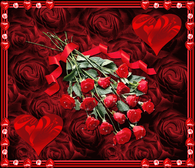 Букет из красных роз, перевязанных красной лентой