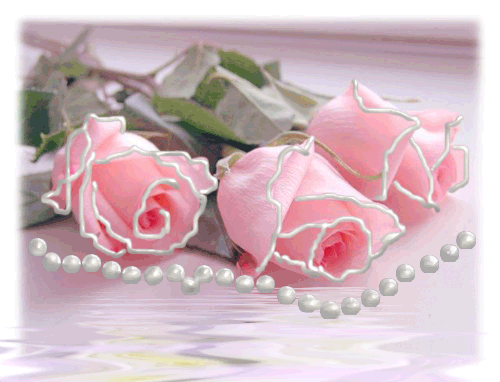 Три розы, жемчужное ожерелье, натюрморт