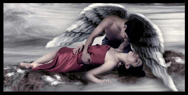 Грустный ангел парень и мёртвая любимая девушка