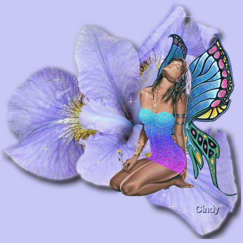 Фэнтези девушка с крыльями бабочки на цветке
