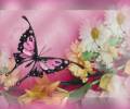 Gif картинка бабочки, порхающей над цветком