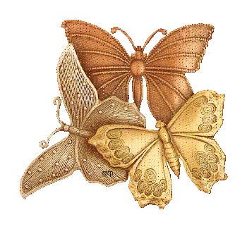 Три бабочки вместе переливают золотым отливом