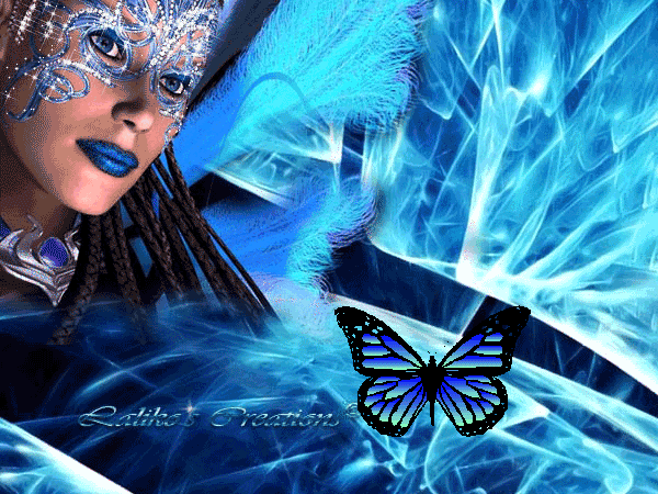Лицо девушки в маске и бабочка машет крыльями